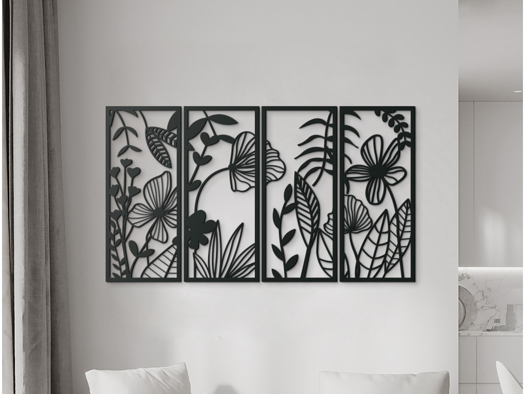 Viacdielny drevený obraz Lúčne kvety (Dimensioni del quadro 75,5 x 133 cm, Colore del quadro Antracite)