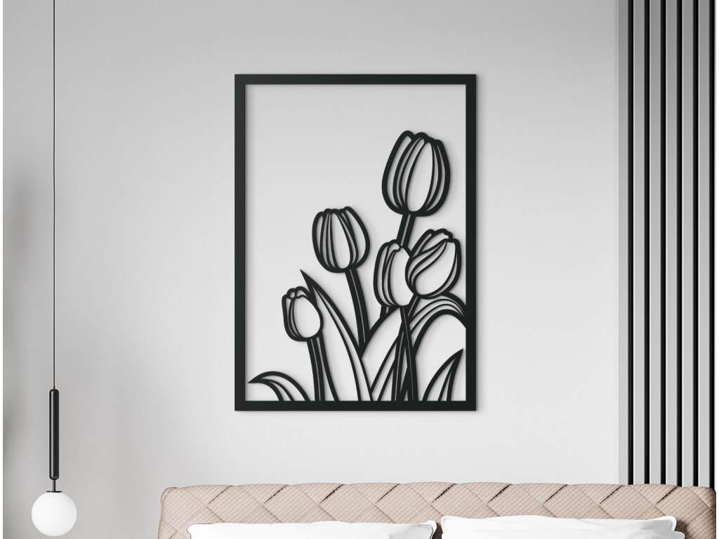 Moderný drevený obraz Tulipány (Dimensioni del quadro 89 x 63,5 cm, Colore del quadro Antracite)