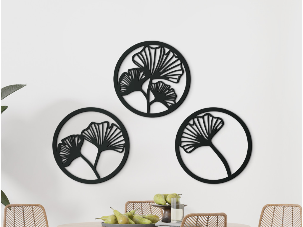 3-dielny obraz Ginko (Dimensioni del quadro 89 x 100 cm, Colore del quadro Antracite)