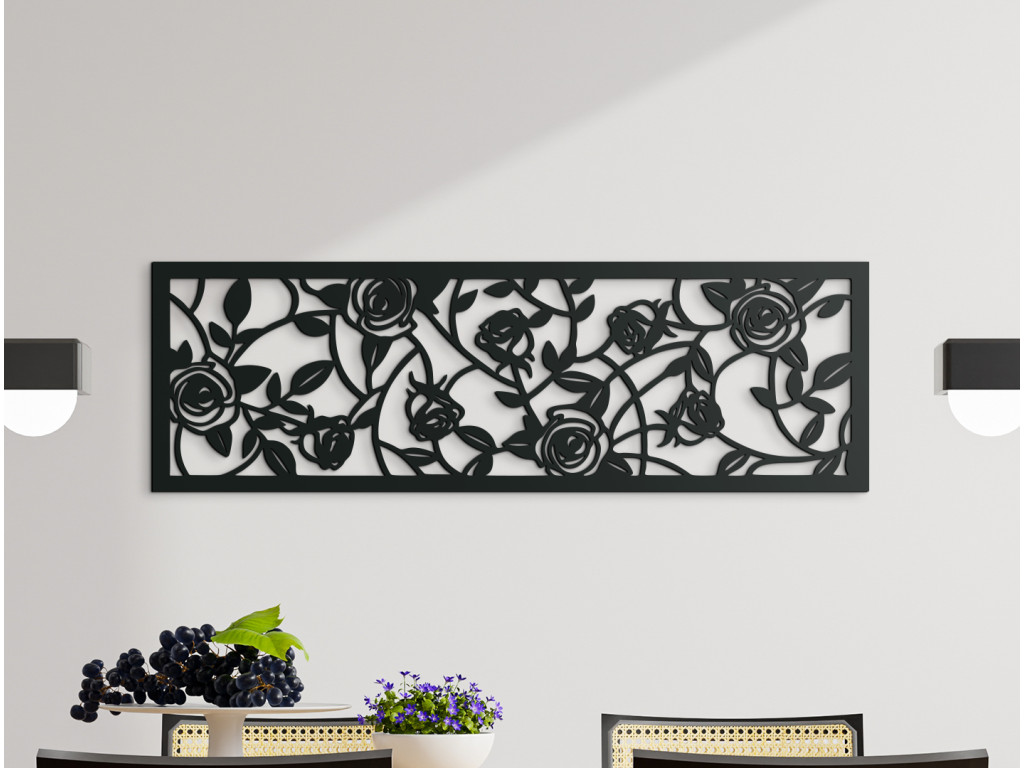 Drevený panel na stenu Ruže (Dimensioni del quadro 42,5 x 133 cm, Colore del quadro Antracite)