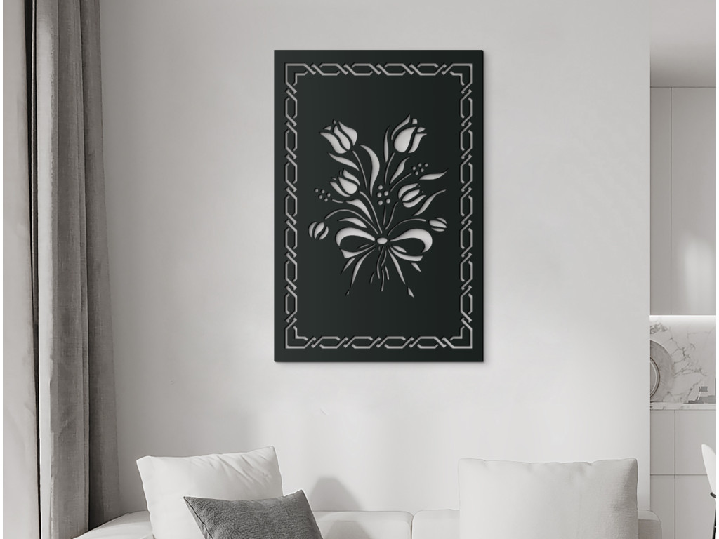 Drevený obraz Kytica kvetov (Dimensioni del quadro 89 x 59,5 cm, Colore del quadro Antracite)