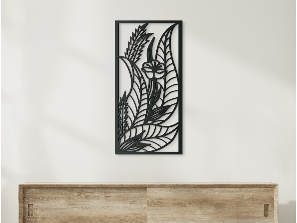 Drevený obraz Kvet medzi listami (Dimensioni del quadro 89 x 44,5 cm, Colore del quadro Antracite)