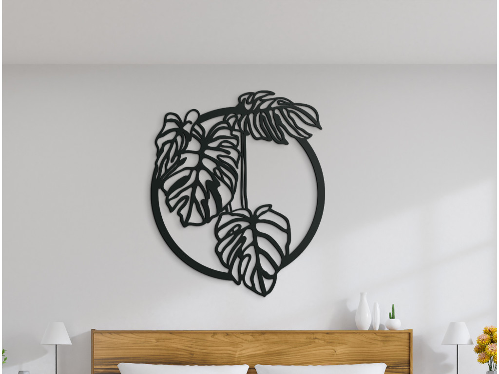 Okrúhly drevený obraz Monstera deliciosa (Dimensioni del quadro 77,5 x 65 cm, Colore del quadro Antracite)
