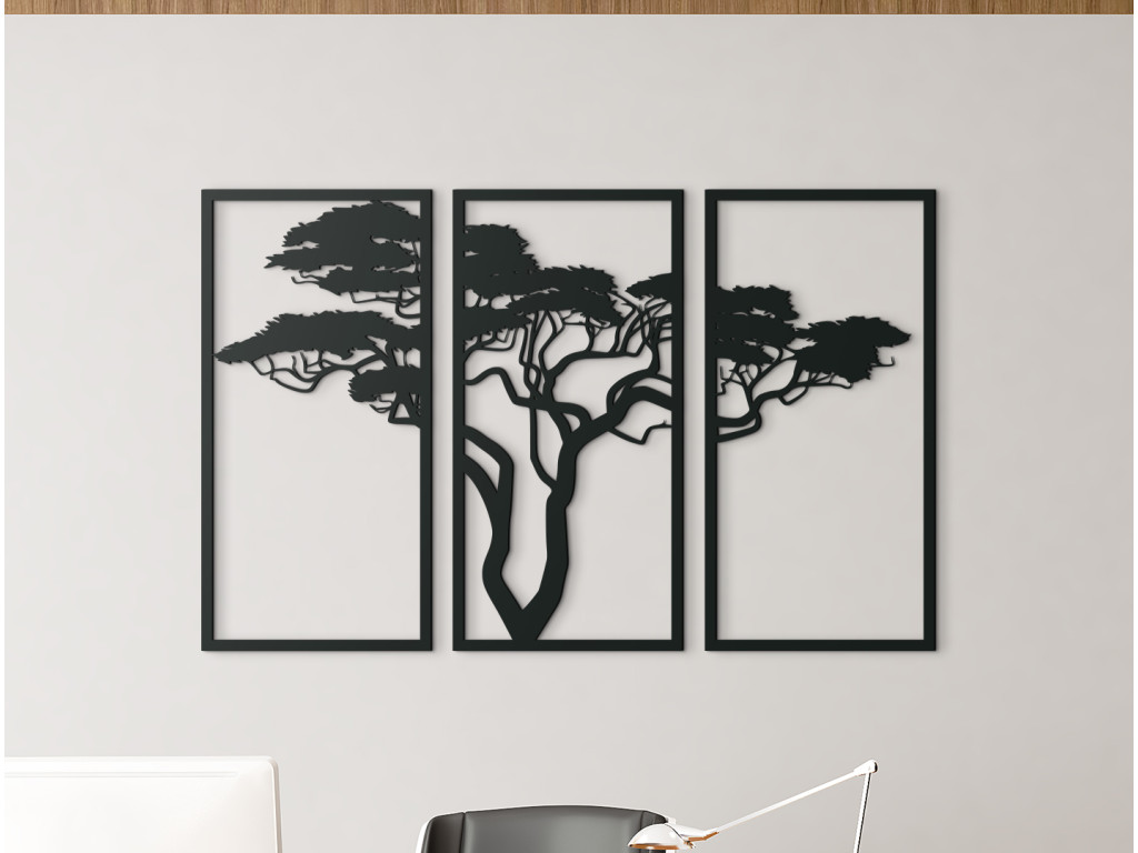 3-dielny obraz Africký strom (Dimensioni del quadro 56 x 89 cm, Colore del quadro Antracite)