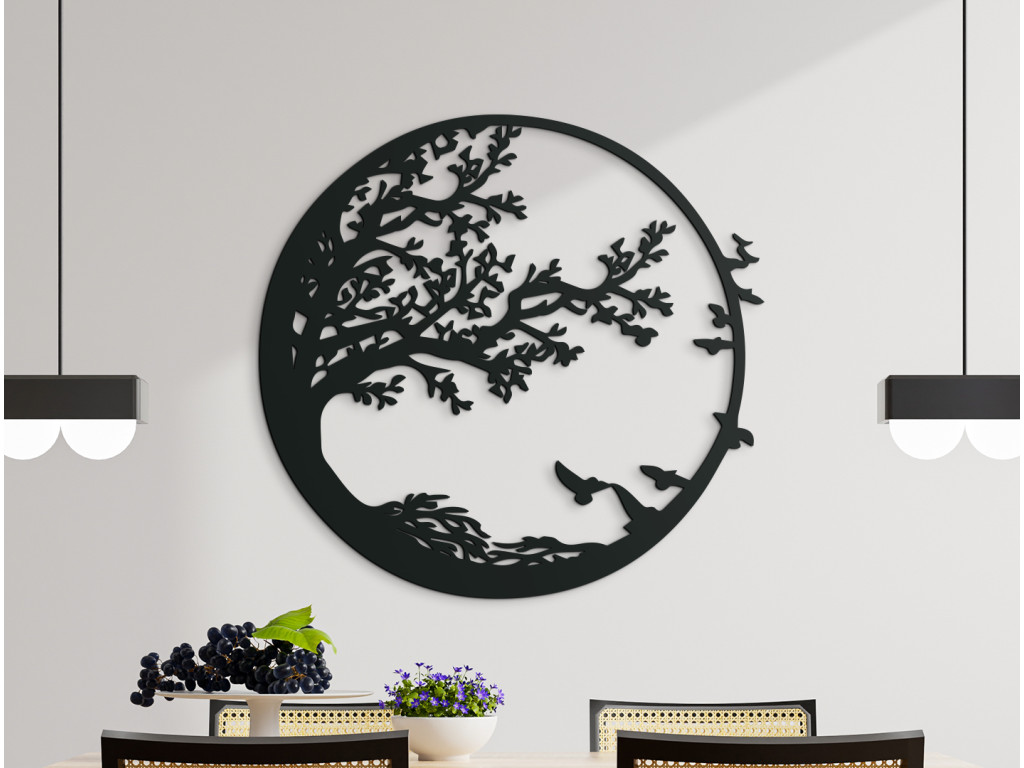 Okrúhly drevený obraz Les (Dimensioni del quadro 89 x 92,5 cm, Colore del quadro Antracite)