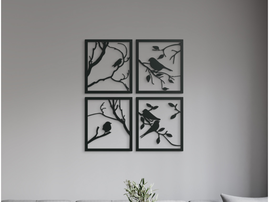 4-dielny obraz Sýkorky (Dimensioni del quadro 89 x 78 cm, Colore del quadro Antracite)