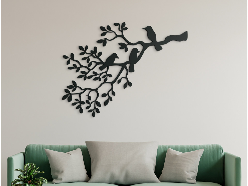 Drevená nálepka na stenu Sýkorky (Dimensioni del quadro 67,5 x 89 cm, Colore del quadro Antracite)