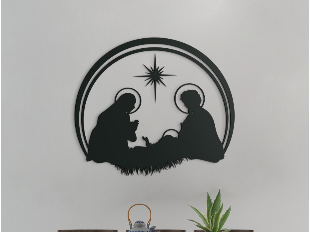 Drevený obraz na stenu Betlehem (Dimensioni del quadro 65 x 74,5 cm, Colore del quadro Antracite)