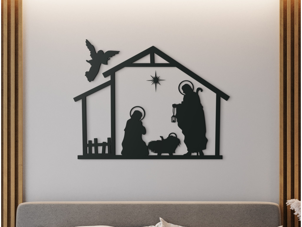 Drevená nálepka Betlehem (Dimensioni del quadro 65 x 84,5 cm, Colore del quadro Antracite)