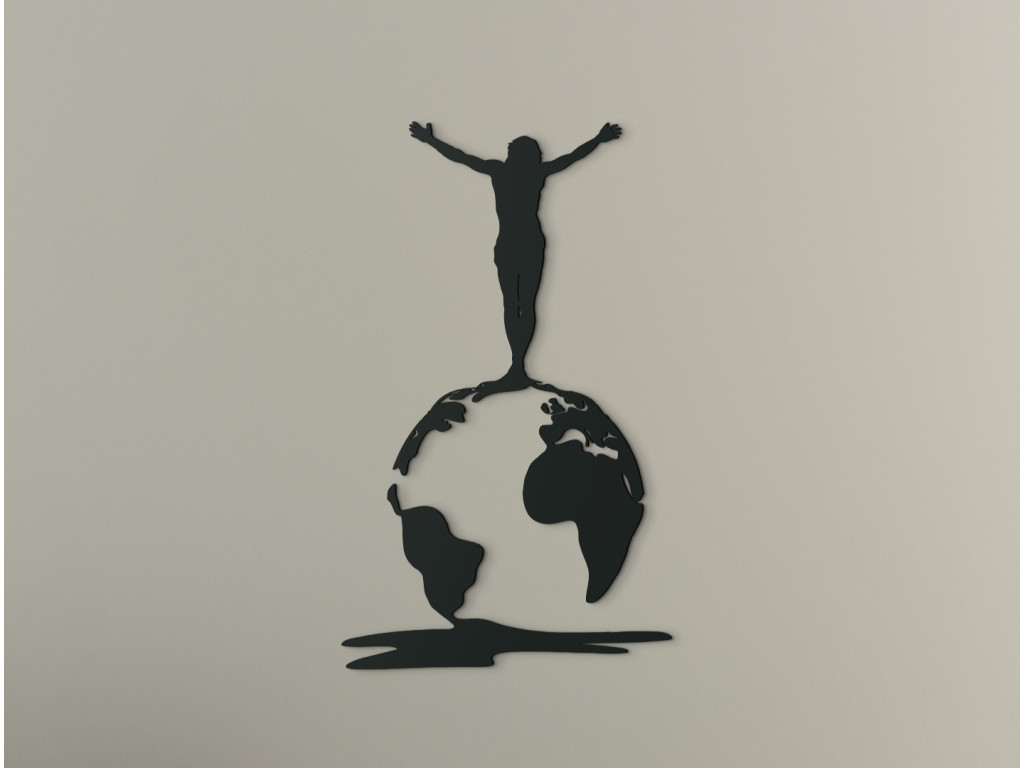 Drevená dekorácia Ježiš a Zem (Dimensioni del quadro 89 x 53,5 cm, Colore del quadro Antracite)