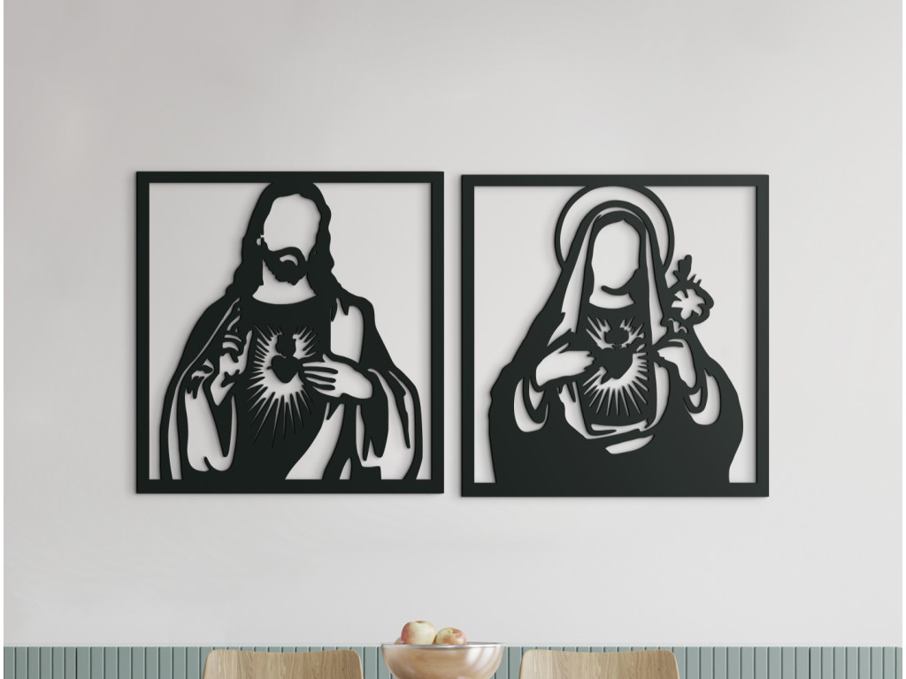 Dvojdielny obraz Srdce Ježiša a Srdce Márie (Dimensioni del quadro 67,5 x 133 cm, Colore del quadro Antracite)