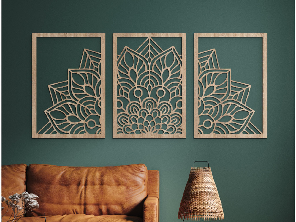 Viacdielna mandala na stenu Kvet (Dimensioni del quadro 60 x 133 cm, Colore del quadro Antracite)