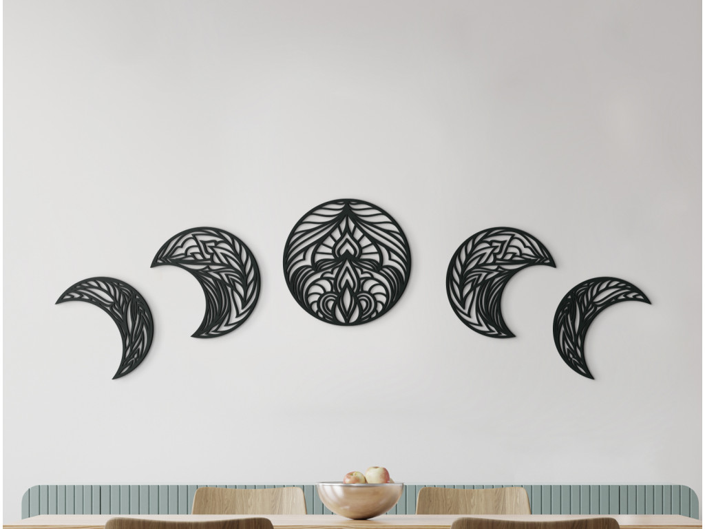 Viacdielna mandala na stenu Mesiac (Dimensioni del quadro 40,5 x 133 cm, Colore del quadro Antracite)