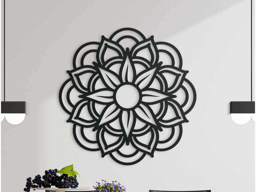 3D drevená mandala Kvet (Dimensioni del quadro 89 x 89 cm, Colore del quadro Antracite)