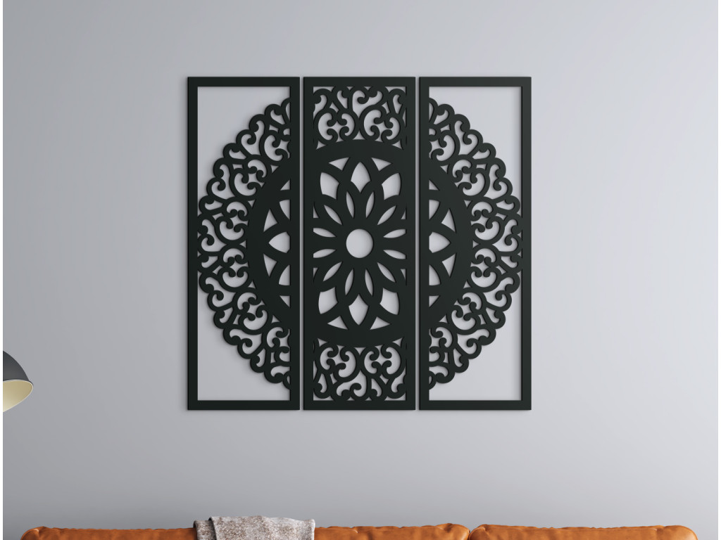3-dielna drevená mandala Symetria (Dimensioni del quadro 89 x 91,5 cm, Colore del quadro Antracite)