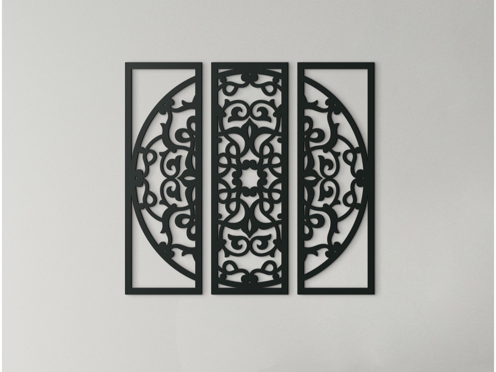 3-dielna mandala na stenu (Dimensioni del quadro 89 x 95 cm, Colore del quadro Antracite)