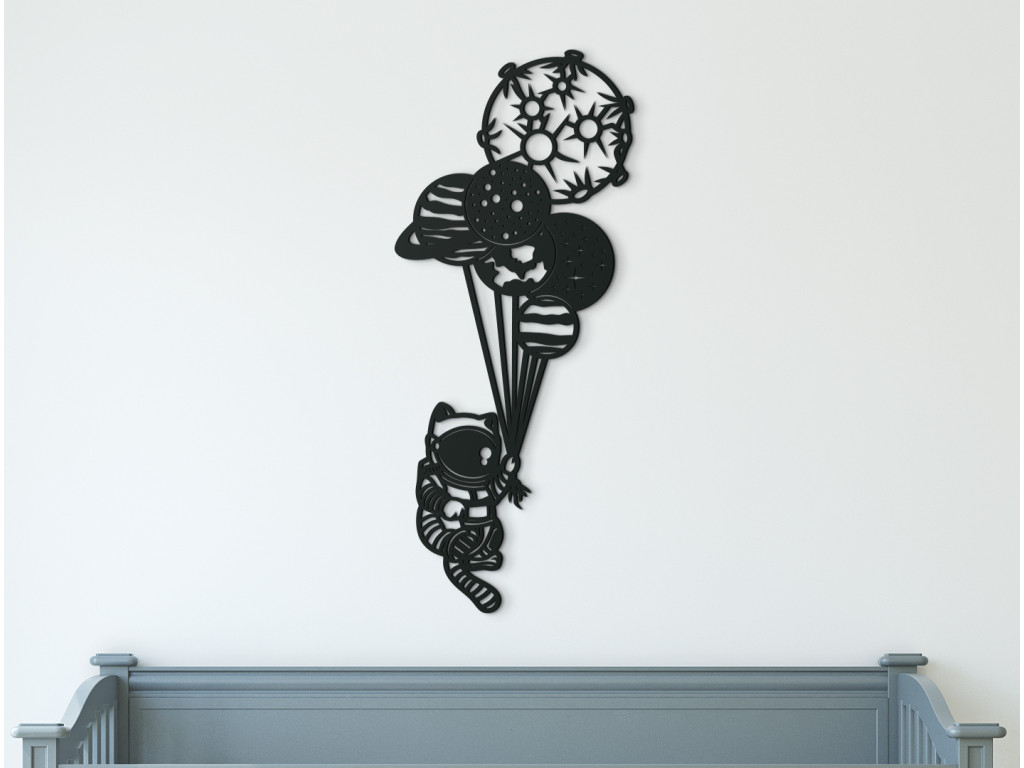 Drevená nálepka Astronaut s planétami (Dimensioni del quadro 89 x 37,5 cm, Colore del quadro Antracite)