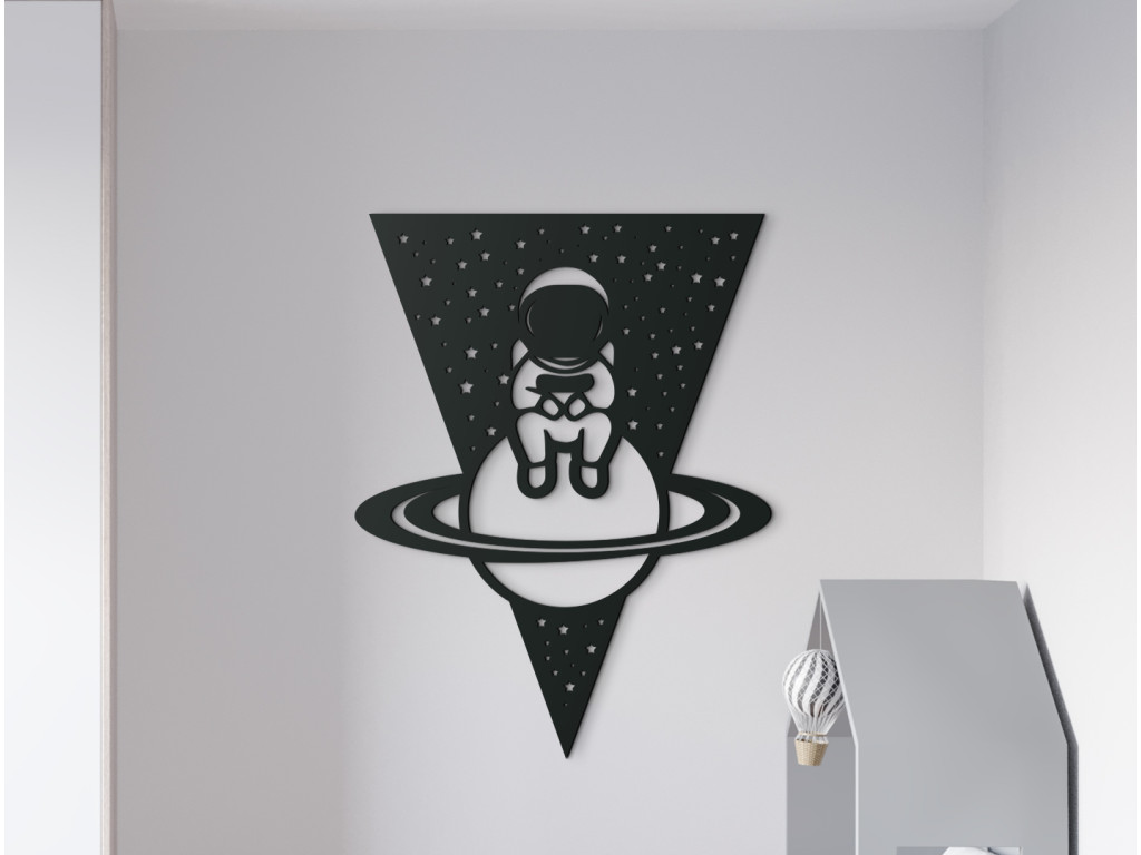 Drevená nálepka Sediaci astronaut (Dimensioni del quadro 85,5 x 65 cm, Colore del quadro Antracite)