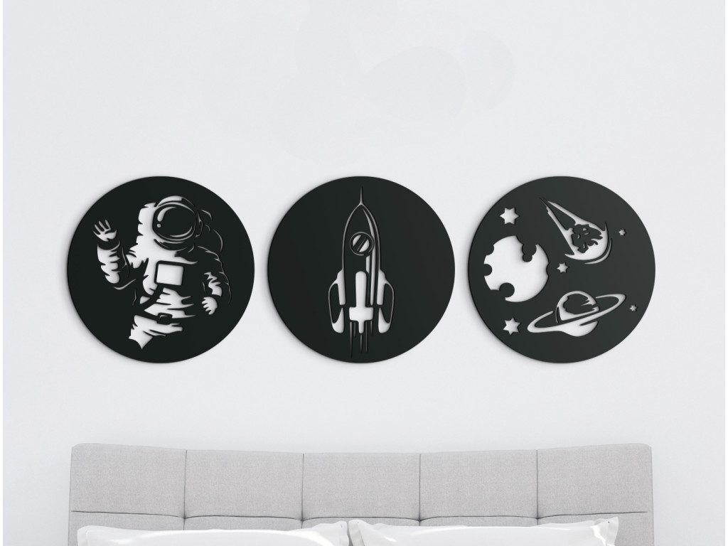 3-dielna nálepka na stenu Vesmír (Dimensioni del quadro 42 x 133 cm, Colore del quadro Antracite)