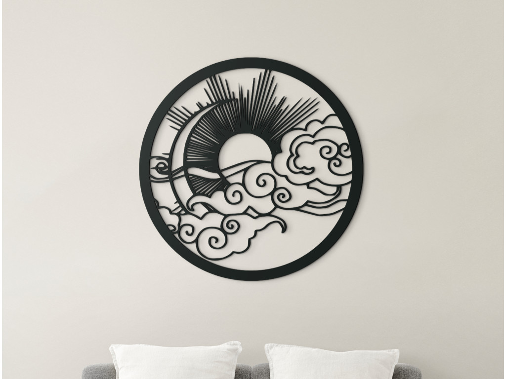 Okrúhly obraz Slnko a Mesiac (Dimensioni del quadro 65 x 65 cm, Colore del quadro Antracite)