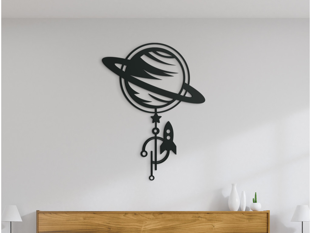 Drevená nálepka Saturn (Dimensioni del quadro 87 x 65 cm, Colore del quadro Antracite)