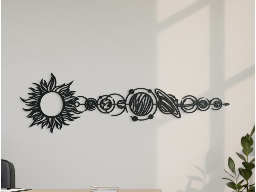 Drevená nálepka Planéty (Dimensioni del quadro 38,5 x 133 cm, Colore del quadro Antracite)