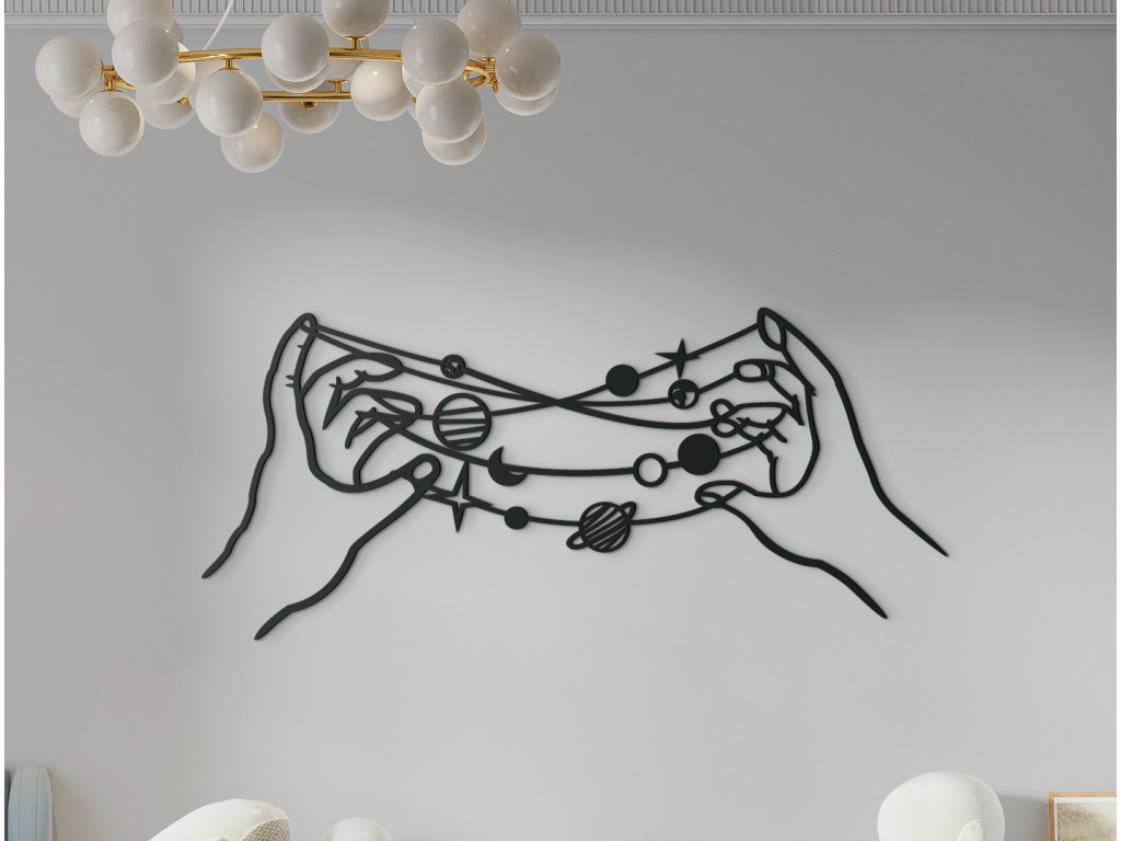 Drevená nálepka Planéty v rukách (Dimensioni del quadro 39,5 x 89 cm, Colore del quadro Antracite)