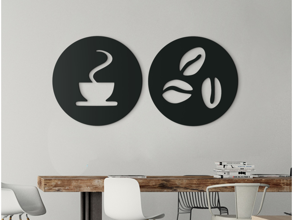 Dvojdielny okrúhly obraz Káva a zrná (Dimensioni del quadro 64 x 133 cm, Colore del quadro Antracite)