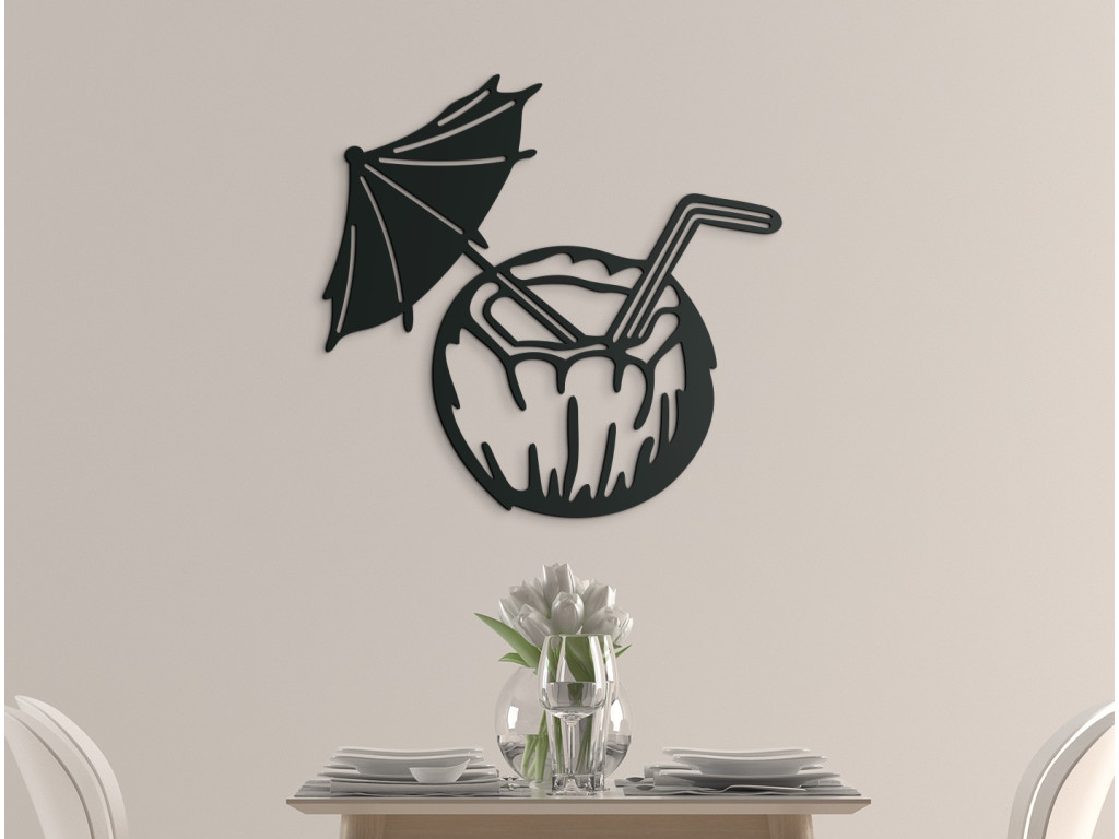 Drevená dekorácia Exotický nápoj v kokose (Dimensioni del quadro 63 x 65 cm, Colore del quadro Antracite)