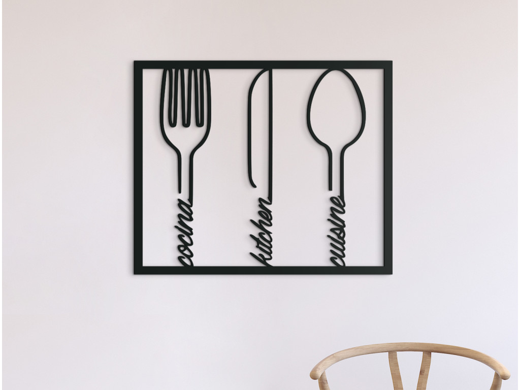 Drevený obraz do kuchyne a jedálne Príbor (Dimensioni del quadro 74 x 89 cm, Colore del quadro Antracite)