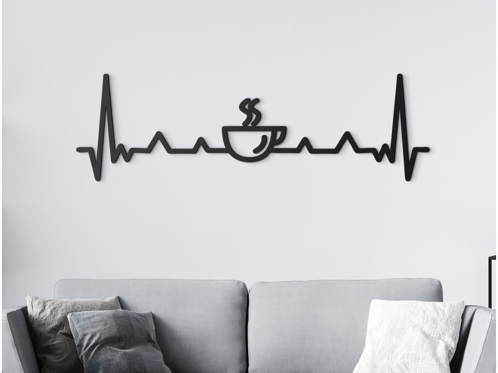 Drevená dekorácia Káva s EKG (Dimensioni del quadro 27 x 89 cm, Colore del quadro Antracite)