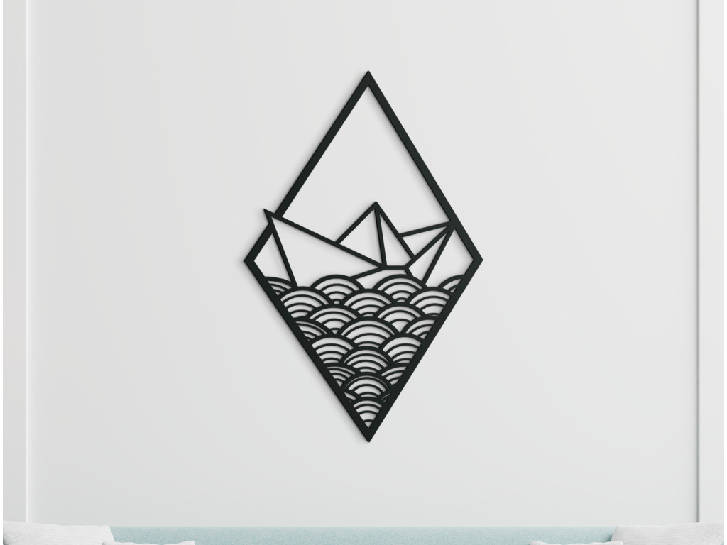 Drevená nálepka Papierová loďka (Dimensioni del quadro 89 x 57 cm, Colore del quadro Antracite)