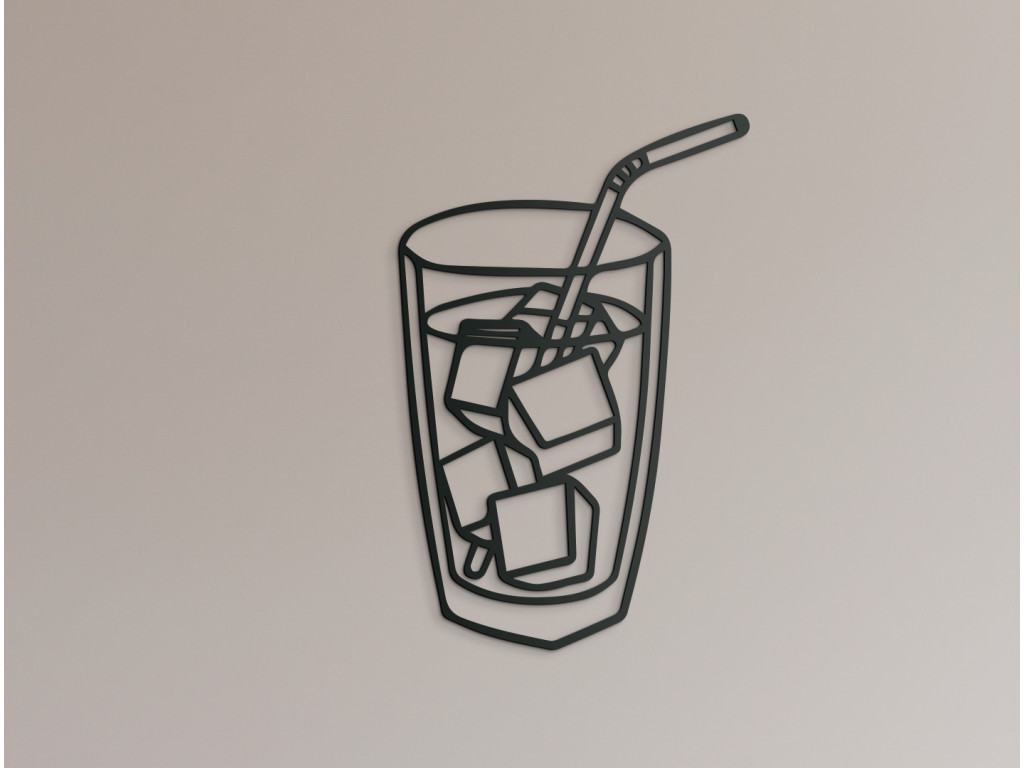 Drevená nálepka Ľadový nápoj so slamkou (Dimensioni del quadro 89 x 58 cm, Colore del quadro Antracite)