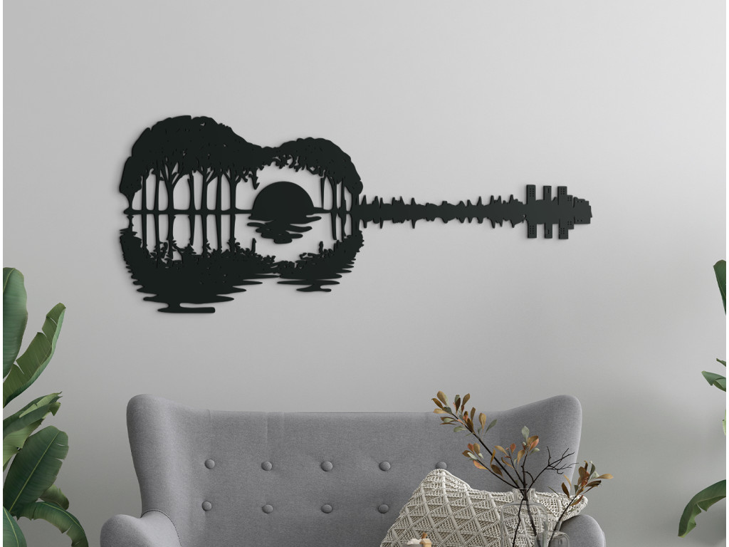 Drevená nálepka na stenu Gitara (Dimensioni del quadro 55,5 x 133 cm, Colore del quadro Antracite)