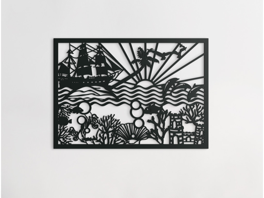 Drevený obraz na stenu Podmorský svet (Dimensioni del quadro 63,5 x 89 cm, Colore del quadro Antracite)