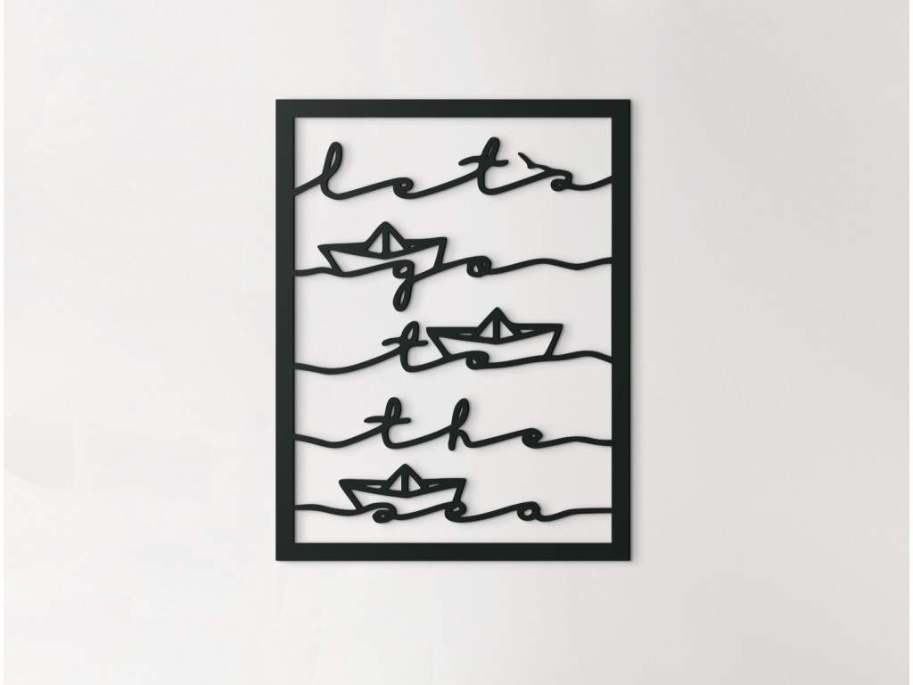 Drevená nálepka Let's go to the sea (Dimensioni del quadro 85 x 65 cm, Colore del quadro Antracite)