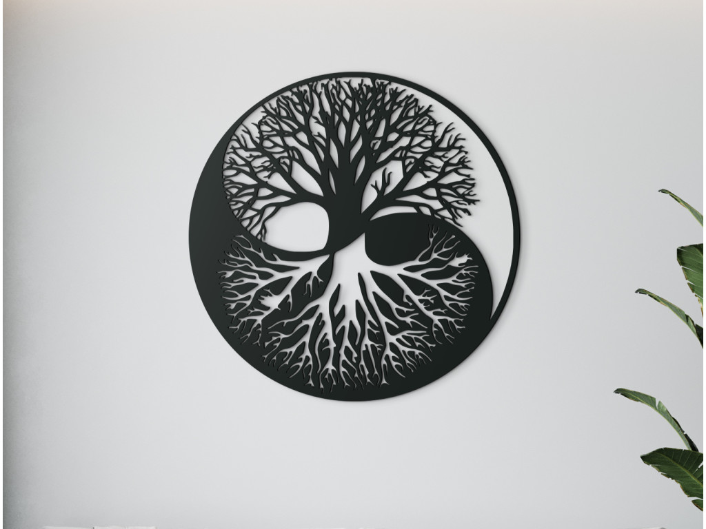 Drevený obraz Strom života Jin jang (Dimensioni del quadro 65 x 65 cm, Colore del quadro Antracite)