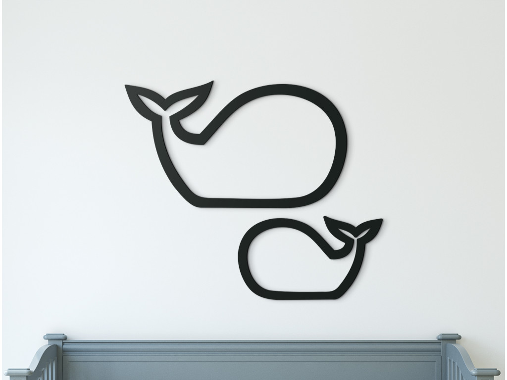 2-dielna nálepka do detskej izby Veľryba s mláďatkom (Dimensioni del quadro 55,5 x 65 cm, Colore del quadro Antracite)