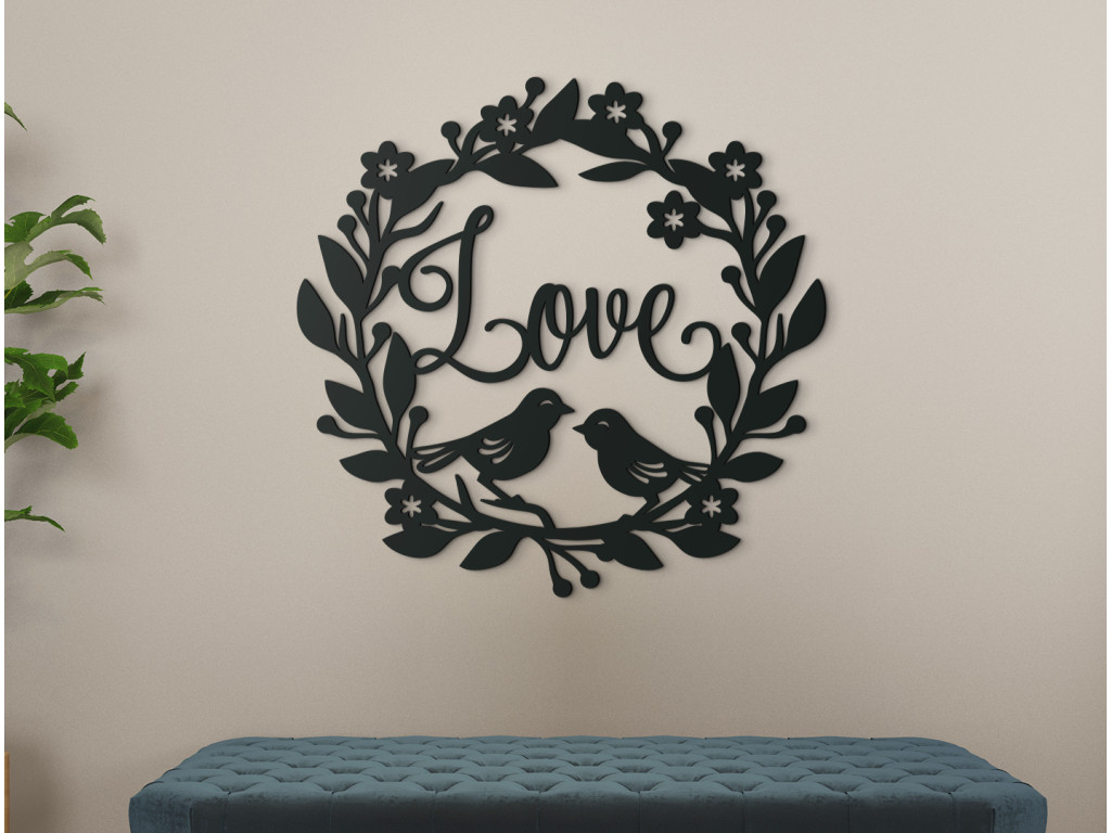 Drevený veniec na dvere Love (Dimensioni del quadro 89 x 90 cm, Colore del quadro Antracite)