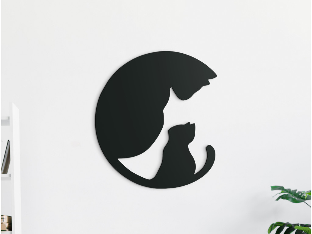 Detská nálepka na stenu Mačka s mačiatkom (Dimensioni del quadro 65 x 57,5 cm, Colore del quadro Antracite)