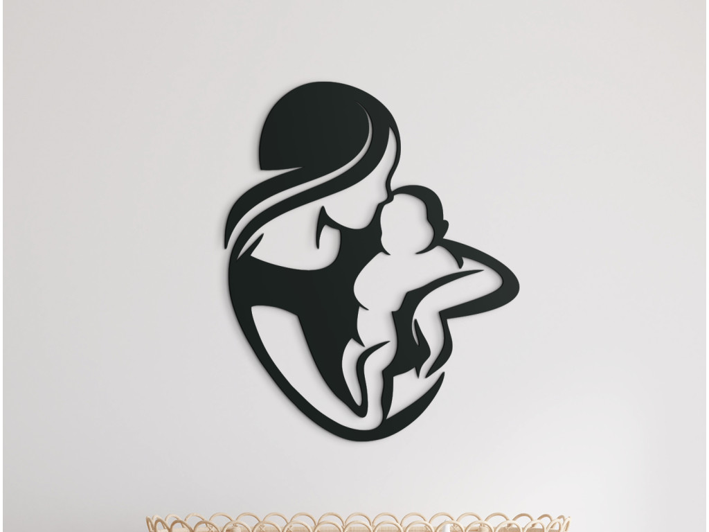 Drevená nálepka do detskej izby Materinská láska (Dimensioni del quadro 79,5 x 65 cm, Colore del quadro Antracite)