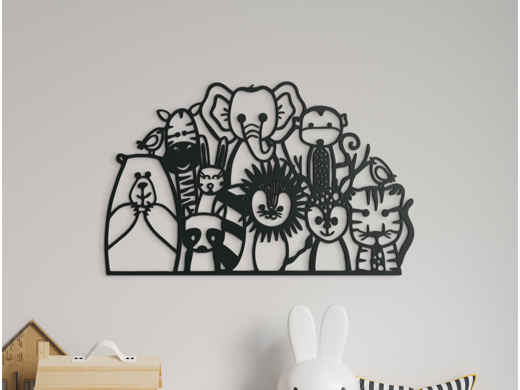 Nálepka na stenu do detskej izby Veselý zverinec (Dimensioni del quadro 55,5 x 89 cm, Colore del quadro Antracite)