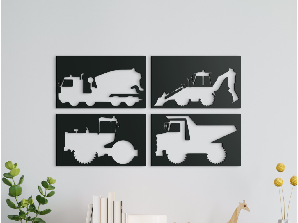 3D detský obraz na stenu Nákladné autá (Dimensioni del quadro 53 x 89 cm, Colore del quadro Antracite)