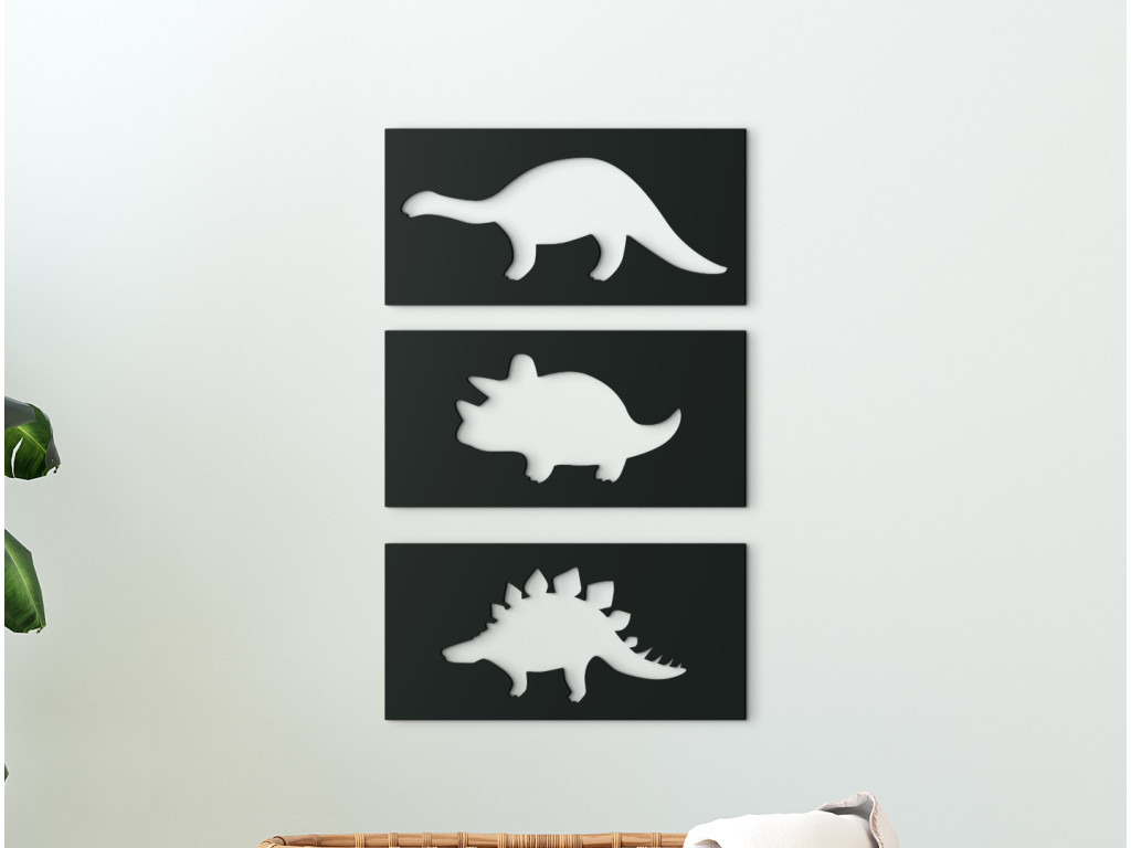 3-dielny detský obraz Tri druhy dinosaurov (Dimensioni del quadro 89 x 54 cm, Colore del quadro Antracite)