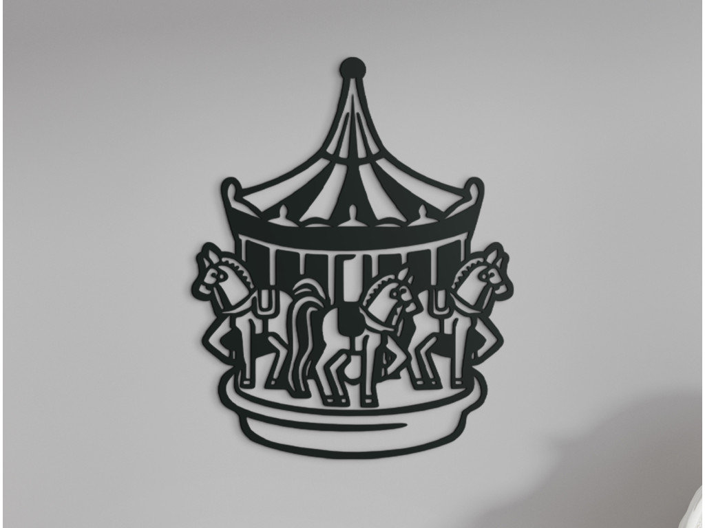 Detská nálepka na stenu Kolotoč s koníkmi (Dimensioni del quadro 89 x 71 cm, Colore del quadro Antracite)