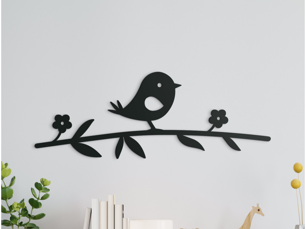 Drevená nálepka do detskej izby Sýkorka (Dimensioni del quadro 33 x 89 cm, Colore del quadro Antracite)