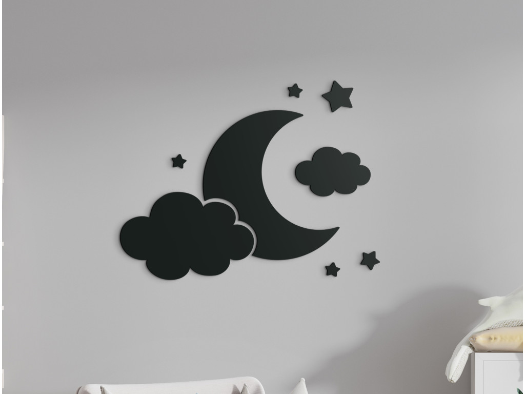 Drevená nálepka do detskej izby Mesiačik (Dimensioni del quadro 68,5 x 89 cm, Colore del quadro Antracite)