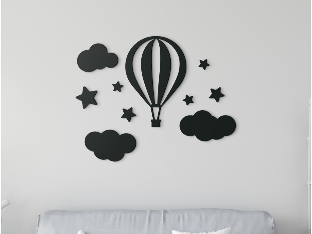Detská nálepka na stenu Lietajúci balón (Dimensioni del quadro 70 x 89 cm, Colore del quadro Antracite)