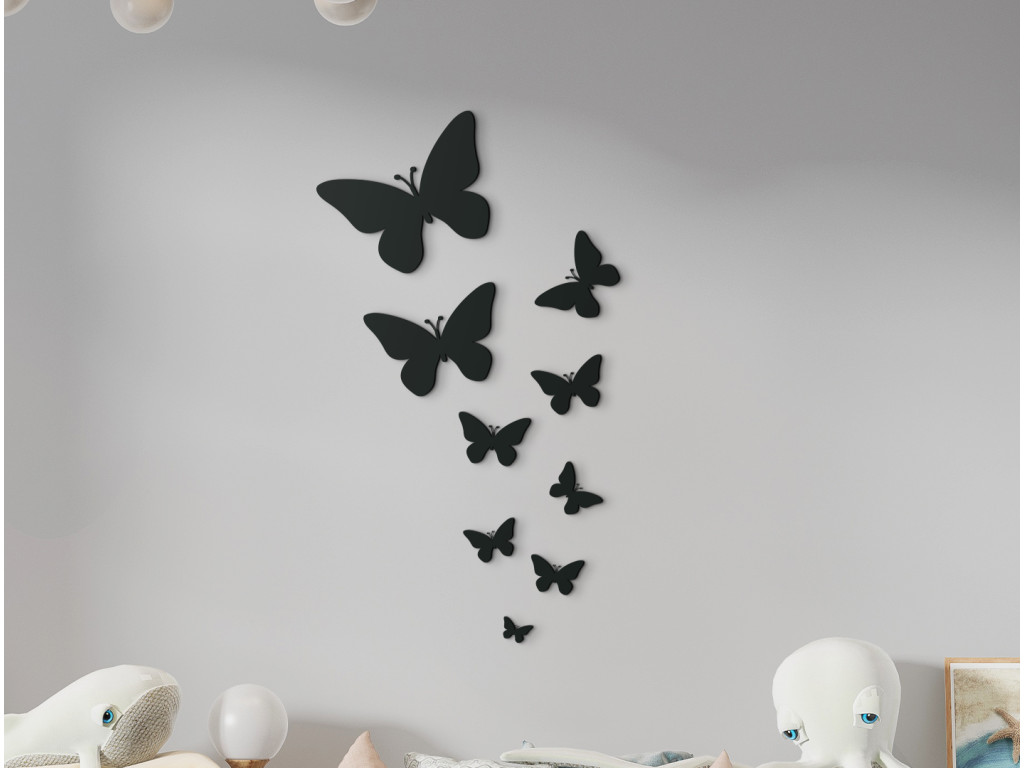 Drevená nálepka do detskej izby Motýle (Dimensioni del quadro 133 x 75,5 cm, Colore del quadro Antracite)