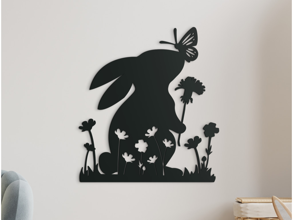 Drevená nálepka na stenu Zajačik na lúke (Dimensioni del quadro 72 x 65 cm, Colore del quadro Antracite)